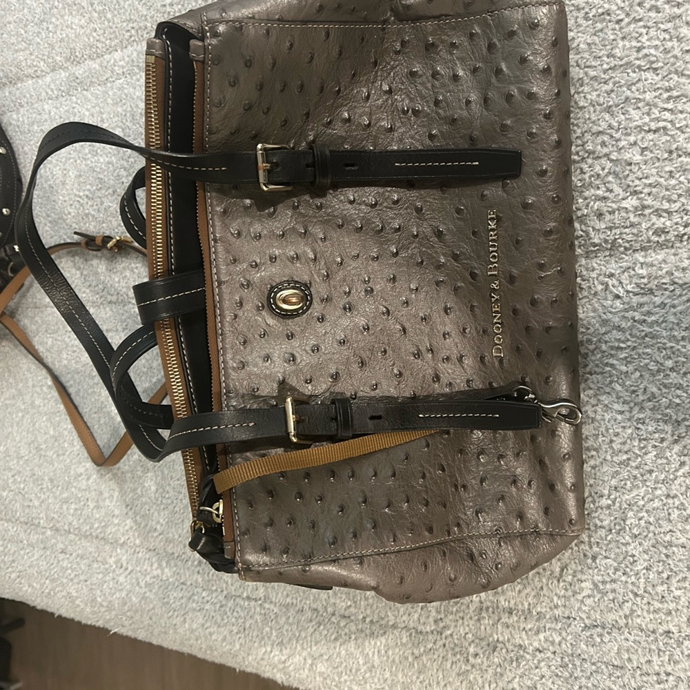 Dooney & Bourke Brown Leather Shoulder Bag with Textured Finish